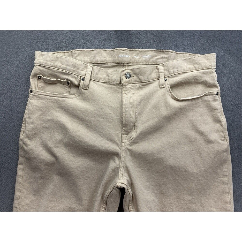 Old Navy Men’s Pants Light Khaki Straight Built In Flex Beige Five Pocket  40X30 - Picture 11 of 14